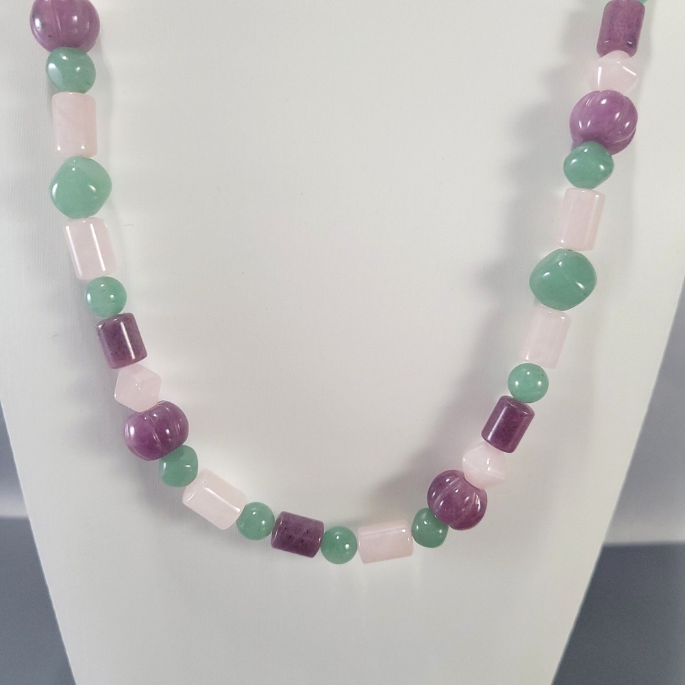 Jay King DTR  Sterling Silver Gemstone Necklace Amethyst Aventurine Rose Quartz